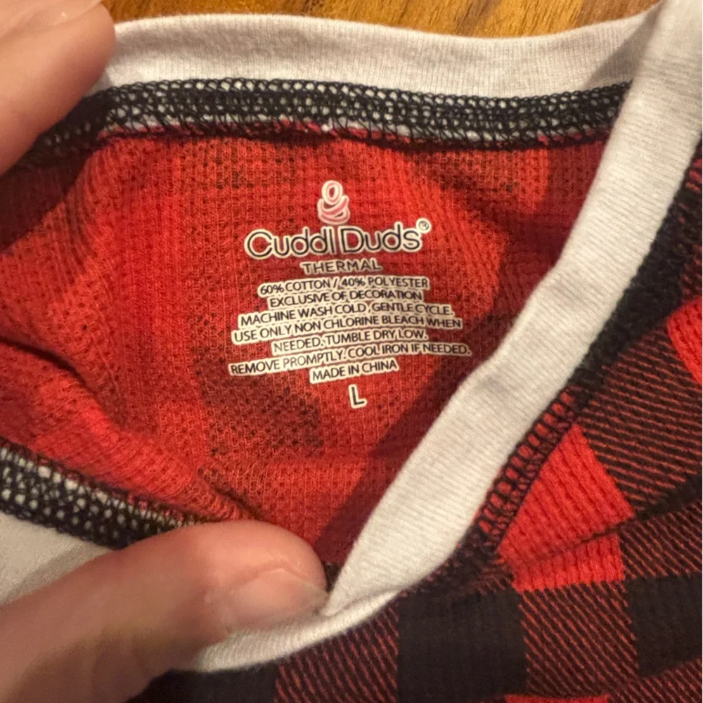 Cuddle Duds Buffalo Plaid Red and Black Girls Pajamas Base Layer